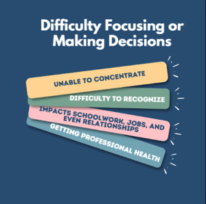 Difficulty Focusing or Making Decisions
